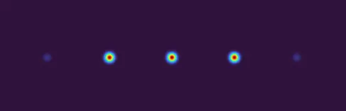 Simulated 1×3 line of laser spots