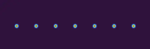 Simulated 1×7 line of laser spots